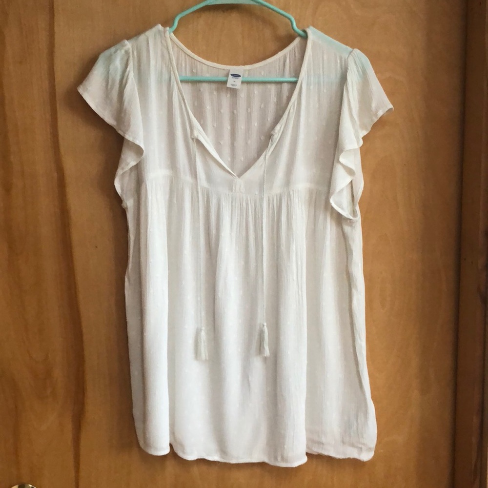 Old Navy White Short Sleeve Blouse